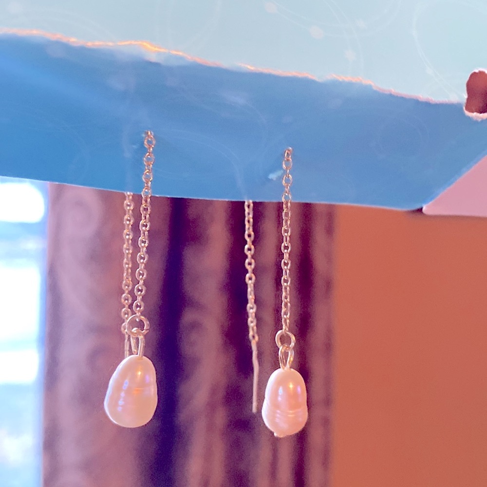 Freshwater Pearl Threader earrings Handmade